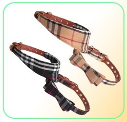 Top Quality Fashion Dog Collar and Leash Set with Bow Dog triangle towel Tie Pretty Metal Buckle Small DogCat Collar Pet Accessor6616113