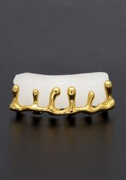 Gold Plated Teeth Grillz Volcanic Lava Drip Grills High Quality Mens Hip Hop Jewelry8214801