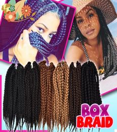 12 18 22 inch Extension Box Braids Crochet Braid 12 Strands Synthetic Burgundy Crochet Hair 1 packlot8930785