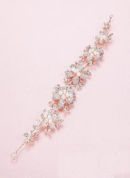 Baroque Fashion Charming Pearl Crystal Bridal Tiaras Rhinestone Rose Gold Headbands for Women Wedding Hair Jewelry accessories2342978