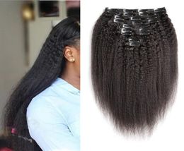 Kinky straight clip in extensions 10PcsSet 120G virgin yaki clip in human hair extensions 10quot24quot coarse yaki clip in h8979849