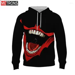 Men's Hoodies Long Sleeve Sweater Loose Top Casual Fashion Harajuku 3D Print Black Aggressive Hooded Pullover Summer 2024 Large