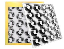 Handmade mink 20 pairs eyelashes thick thin long makeup false full strip lashes with gold box8360379