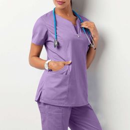 002 HEALTSCA protettivo Appal Workwear Women Women Health Femme Beauty Salon Clothes Scola Tops Shirt Infermiera uniforme per infermiere giacca a buon mercato Mac economico