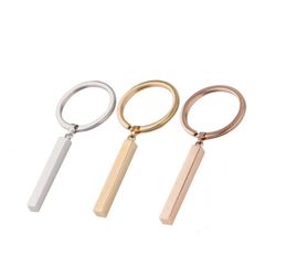 100 Stainless Steel Blank Bar Rectangle Keychain For Engrave Metal Name Plate Key Chain Mirror Polished 10pcs3745737