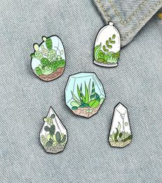 Creative Cartoon Green Plants Enamel Pins Green Cute Glass Cactus Seaweed For Friends Gift Lapel Pin Clothes Bags4010209