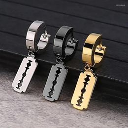 Stud Earrings 1Pair Korean Fashion Stainless Steel Razor Blade Pendant Earring Punk Hip-hop Women Men Unisex Gothic Ear Studs Jewelry