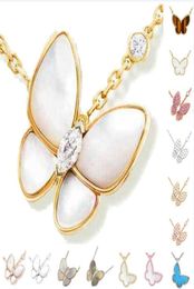Designer necklace luxury jewelry butterfly necklaces for women Red Bule White Shell rose gold platinum pendant Wedding gift stainl7084510
