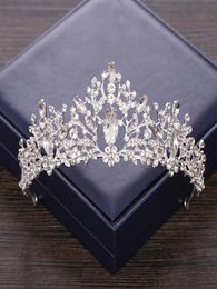 Baroque Silver Crystal Tiara Crown Rhinestone Wedding Hair Accessories Bridal Crown Diadem Hair Ornaments Prom Wedding Headpiece4288806