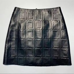 Designer skirt 2024 High Quality Designer PU Leather Skirt Fashion Women's F Letter Printing High Waist A-line Hip Skirt