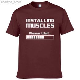 Men's T-Shirts Summer New Tshirts Installing Muscles Please Wait Loading Bar Funny Print T Shirt Men Women Cotton Short Sleeve Cool Tees #310 Q230102