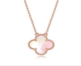 Fashion luxury Classic 4 Four Leaf Clover Necklaces Pendants Mother of Pearl Plated 18K Gold Rose for WomenGirl Valentine039s 6470566