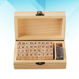 Storage Bottles 45pcs Wood Rubber Stamp Alphabet Letter Symbol Stamps With Box And Inkpad For Kids Adults DIY Scrapbooking Craft