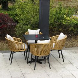 Camp Furniture Modern Simple Outdoor Creative Balcony Rattan Chair Three Piece Set Courtyard El Garden Leisure