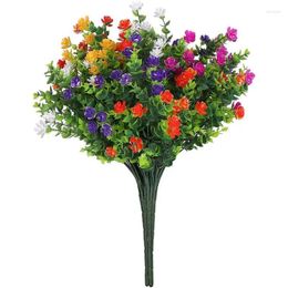 Decorative Flowers Faux Artificial UV Resistant Fake Flower Branch Bouquet Hanging Pot For Outdoor Garden Porch Party Decoration