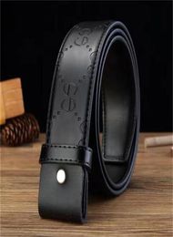 Designer belt men039s and women039s leather luxury letter bronze Gold Buckle Black Classic big letter Korean youth pants wai6720866