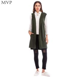 Sweaters Sleeveless Green Casual Fashion Women Long Vest Grey Hooded Solid Spring Cardigan Autumn Black Knit Winter Sweater