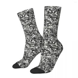 Men's Socks Silver Party Confetti Harajuku High Quality Stockings All Season Long Accessories For Man's Woman's Gifts