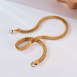 Stainless Steel Solid Figaro Chain Necklace Women Mens Choker Jewellery 7.5mm 18inch Gold Plated