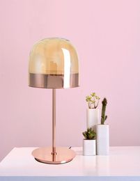 Modern Pink Rose Gold Iron Glass Bedside Table Lamp for Night Bedroom Living Room Luminaire Home Decor5504158