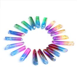 HJT 20PCS whole New colorful natural quartz crystal points reiki healing crystal Wands Cure chakra stone sell1906250