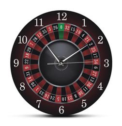 Poker Roulette Wall Clock With Black Metal Frame Las Vegas Game Room Wall Art Decor Timepiece Clock Watch Casino Gift5587708