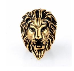 Vintage Jewellery Whole Domineering Lion Head Ring Europe and America Cast Lion King Ring Gold Silver US Size 7151976328