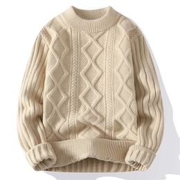 Men White O-Collar Sweaters Clothes Winter Vintage Sweater Men Coats Solid Striped Pullover Mens Turtleneck Autumn S-3XL 231229