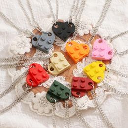 Pendant Necklaces Lovers Romantic Creativity Building Blocks Love Brick Double Necklace Women's And Men's Valentine's Day Gift