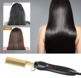 Electric Comb Heating Comb Straightener Flat Iron Hair Straightening Brush Hair Curler Brush Professional Hair Straighteners8983044