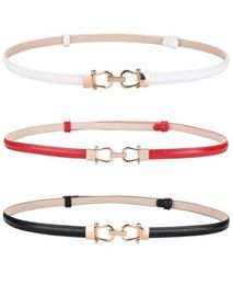 Belts Women Thin Luxury Famous Designer Brand High Quality Cow Genuine Leather Adjust Strap Gold Alloy Buckle Belt For Dress9420354