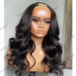 Wigs Body Wave U Part 100% Human Hair Machine Made Wig for Black Women 200 Density 1x4 Size Glueless V PartS Wig Indian Remy Hairs