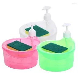 Liquid Soap Dispenser Pump With Sponge 2 In 1 Countertop Dish Washing For Bathroom Kitchen