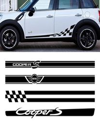 2Pcs Car Side Door Body Waist Skirt Decal Stickers Trim For MINI Cooper Clubman Counrtyman F54 F55 F60 R55 R56 R60 Accessories3010566