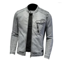 Men S Jackets Vintage Jeans Biker Jacket Slim Fit Motorcycle Denim Coat Outerwear Stretch Cowboy Tops For Male