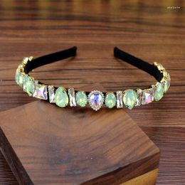Hair Clips Luxury Candy Green Waterdrop Crystal And Rhinestone Headband Sparkly Hairband For Women Girls Diamante Accessories