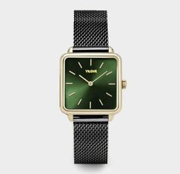 High Quality Square Small Simple Dial Watches Dress Luxury Women Quartz Movement Japan Battery Splash Clock Lady Vintage Military Iced Out Lovers Wristwatch Gifts