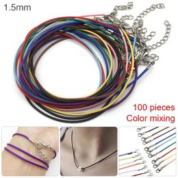 Necklaces 100 Pcs Colourful Wax Rope Cord Fashion DIY Necklace Chain String Strap with Lobster Clasp DIY Multilayer Bracelet Jewellery