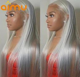 Brazilian 13x6 Lace Front Human Hair Wigs Straight Grey Lace Front Wig Hd Pre Plucked Silver Gray Long Remy Hair Wigs 1501754960