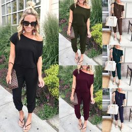 Tees Women off shoulder Jumpsuit Pants Club Sexy Casual Loose solid One shoulder short sleeve Party Ladies Rompers playsuit Lounge M167