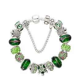 New Green Crystal Beaded Bracelet Silver Plated Ocean Series CZ Diamond Original Box Set Suitable for DIY Beaded Bracelet2354277