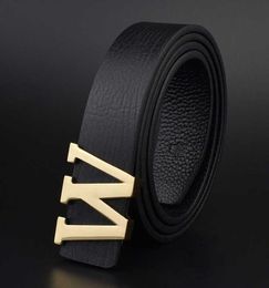 Men039s Belts Luxury Genuine Leather Brand Smooth Buckle w Letter Gold Black Famous Designer Cowskin Strap Wide Belt Luxe Marqu8839445