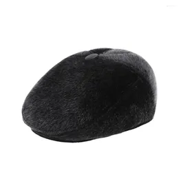 Ball Caps 1Pcs Thickened Imitation Hair Front Hat For Men Fashion Warm And Fur Inner Protective Cap(Black)