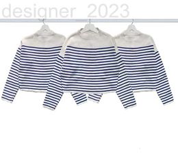 Women's Sweaters designer High version C Paris Blue and White Stripe Pure Cotton Weight 600g Personalized Fashion Brand Instagram Sweater luxury JS0C