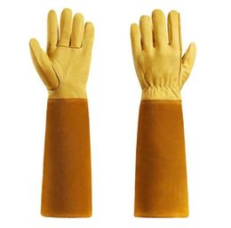Gardening Gloves for Women and Men Thron Proof Rose Pruning Goatskin Gloves with Long Forearm Protection Gauntlet1177477
