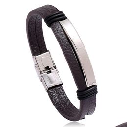 Charm Bracelets Leather Bracelets Wristband Bangle Cuff Blank Glaze Stainless Steel Buckle Bracelet For Women Men Fashion Jewellery Wil Dhvlg