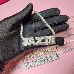 Customised Letter Name Necklace with Zircon Tennis Chain Iced Out Letters with Tennis Chain Choker Necklace for Women261J