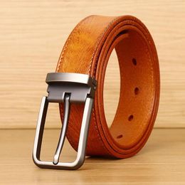 Belts Clickclark 3.3CM Fashion Genuine Leather Pin Buckle Belt For Man/woman Luxury Vegetable Tanned Gift