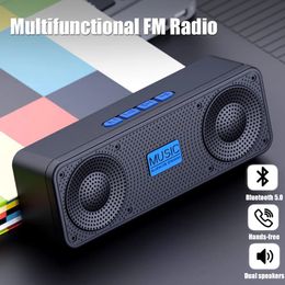 Portable FM Radio Wireless Bluetooth5.0 TWS Speaker Mini MP3 Music Player Support TF Card U Disk AUX Play Handsfree Call 240102