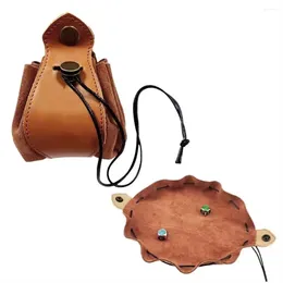 Storage Bags Gift Multiple Sides Role Playing Tool Leather Drawstring Pouch Dice Bag Tray Board Game Coin Purse